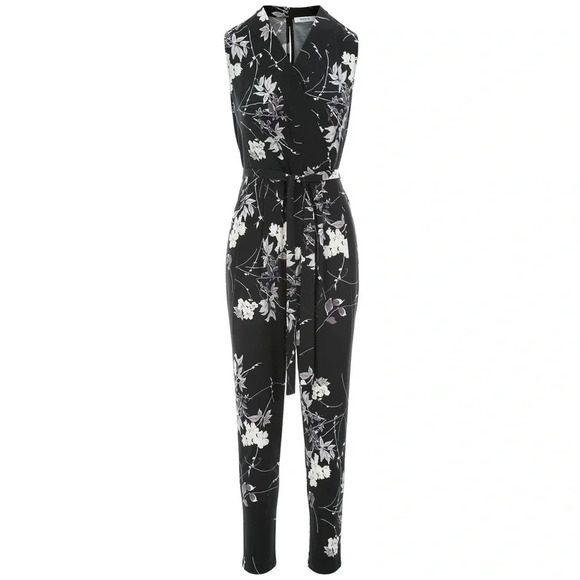 Ricki’s Jumpsuit Floral Printed Black Purple Cream Size  2 NWOT - Picture 1 of 16